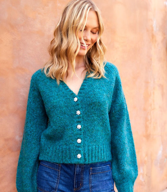 Pearl Button Cardigan Sweater