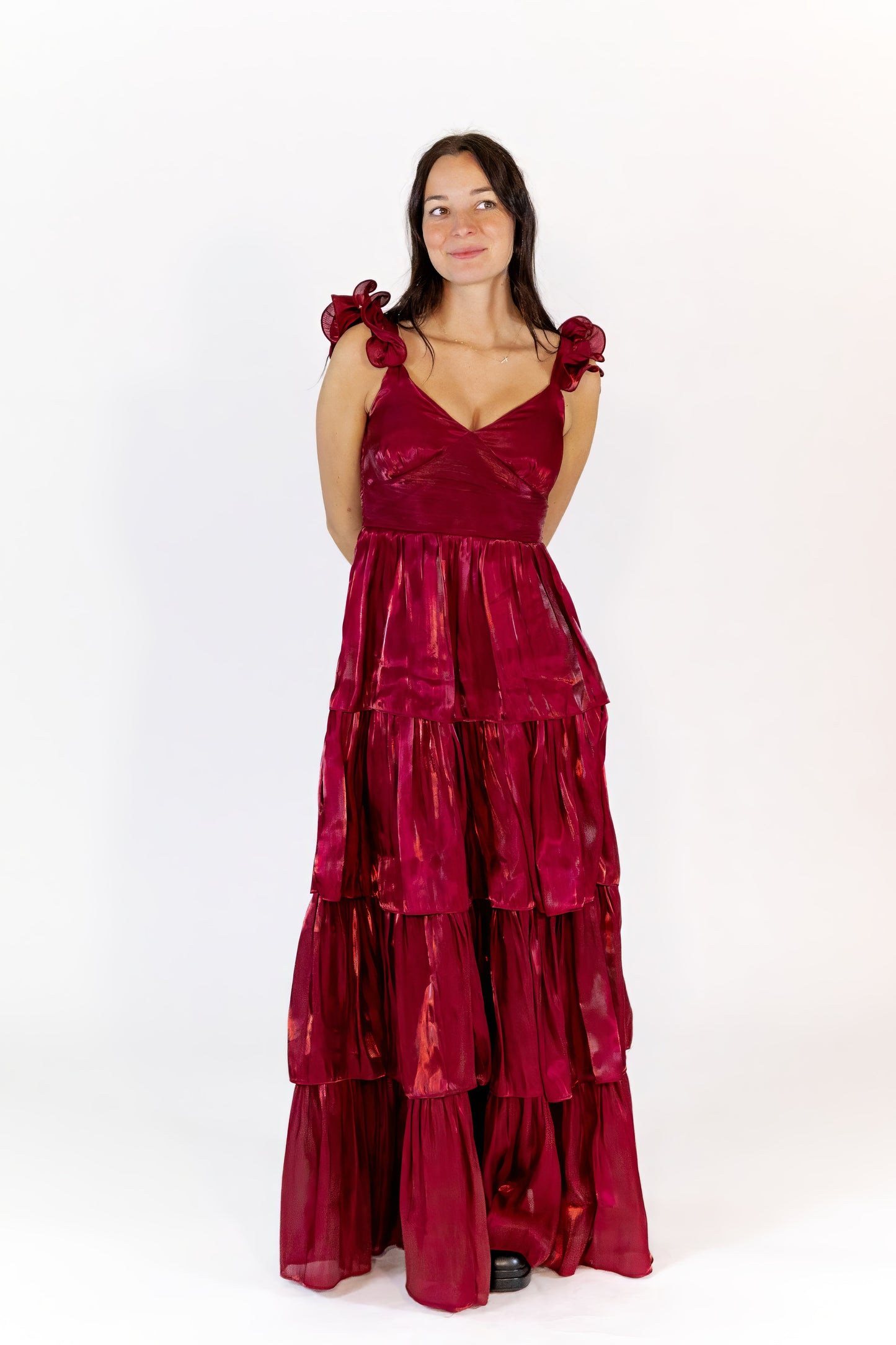 Collina Tiered Satin Maxi