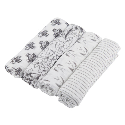 BABY - Monochrome Bamboo Muslin Swaddle 4-Pack