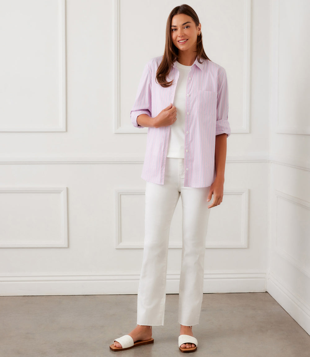 Stripe Long Sleeve Button-Up Shirt