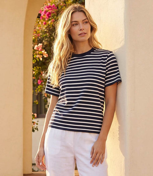 Stripe Short Sleeve Top