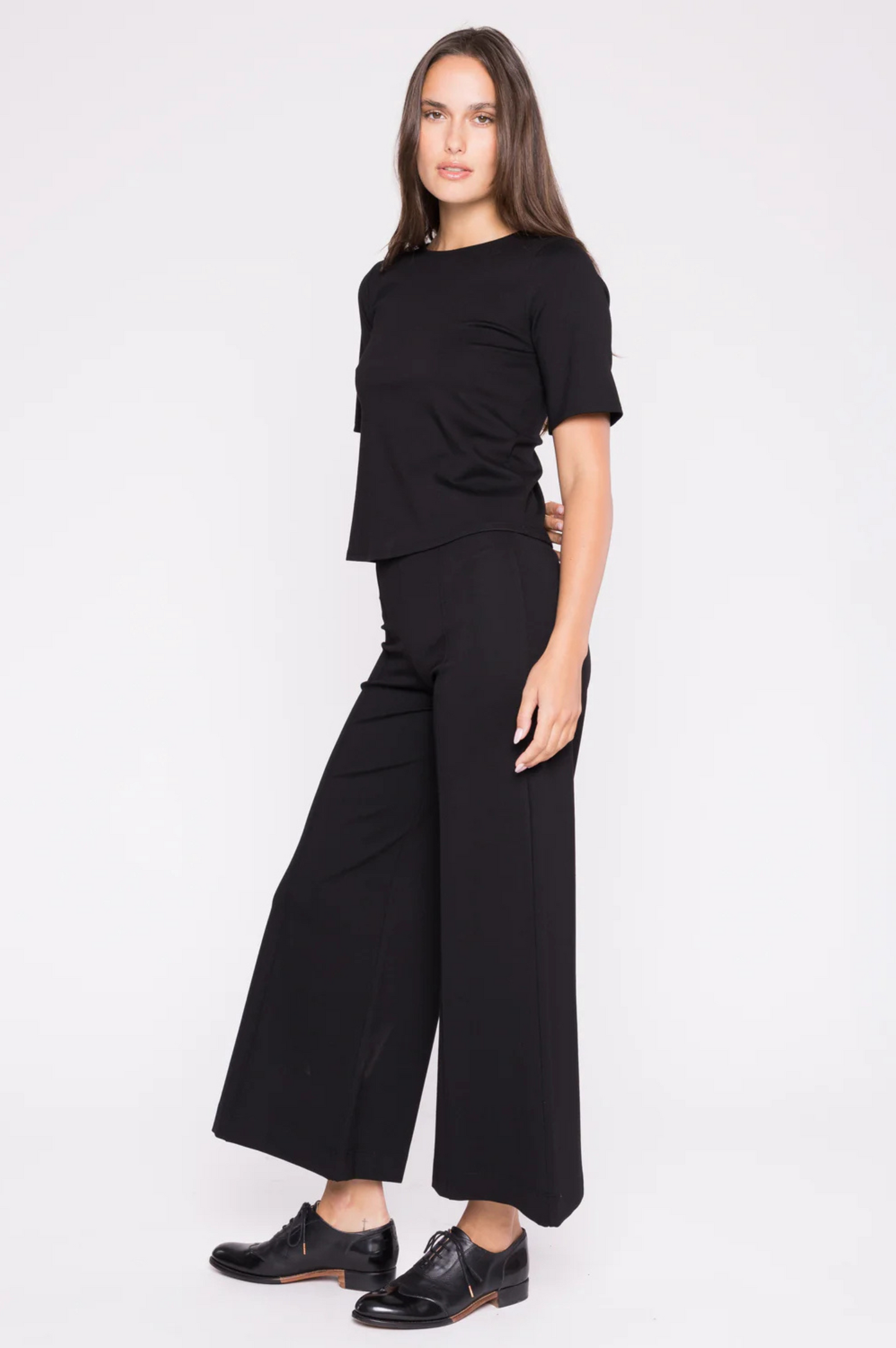 Ponte Knit Short Sleeve Top Extended