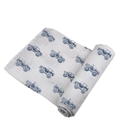BABY - Indigo Monster Trucks Cotton Swaddle