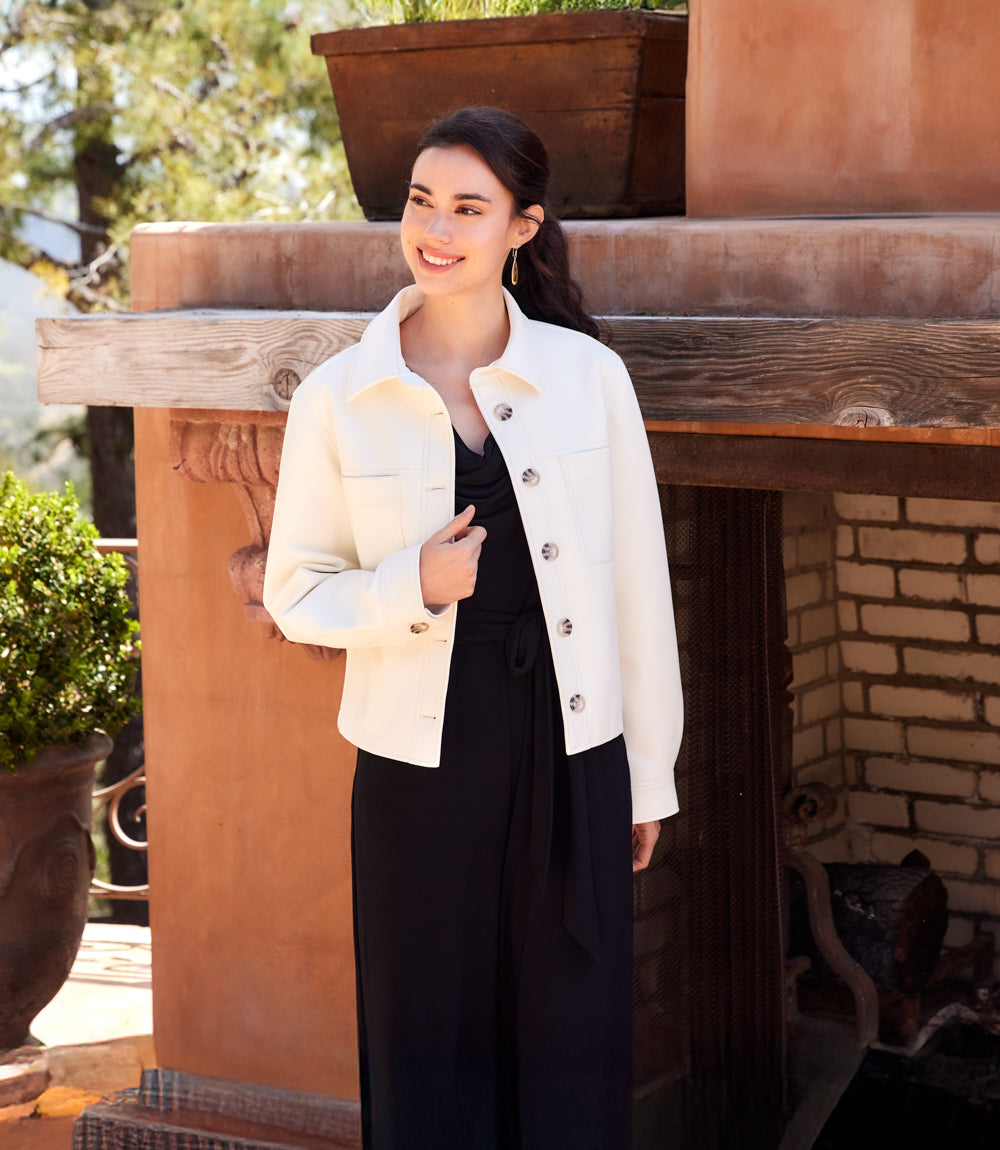 Faux Leather Cropped Jacket