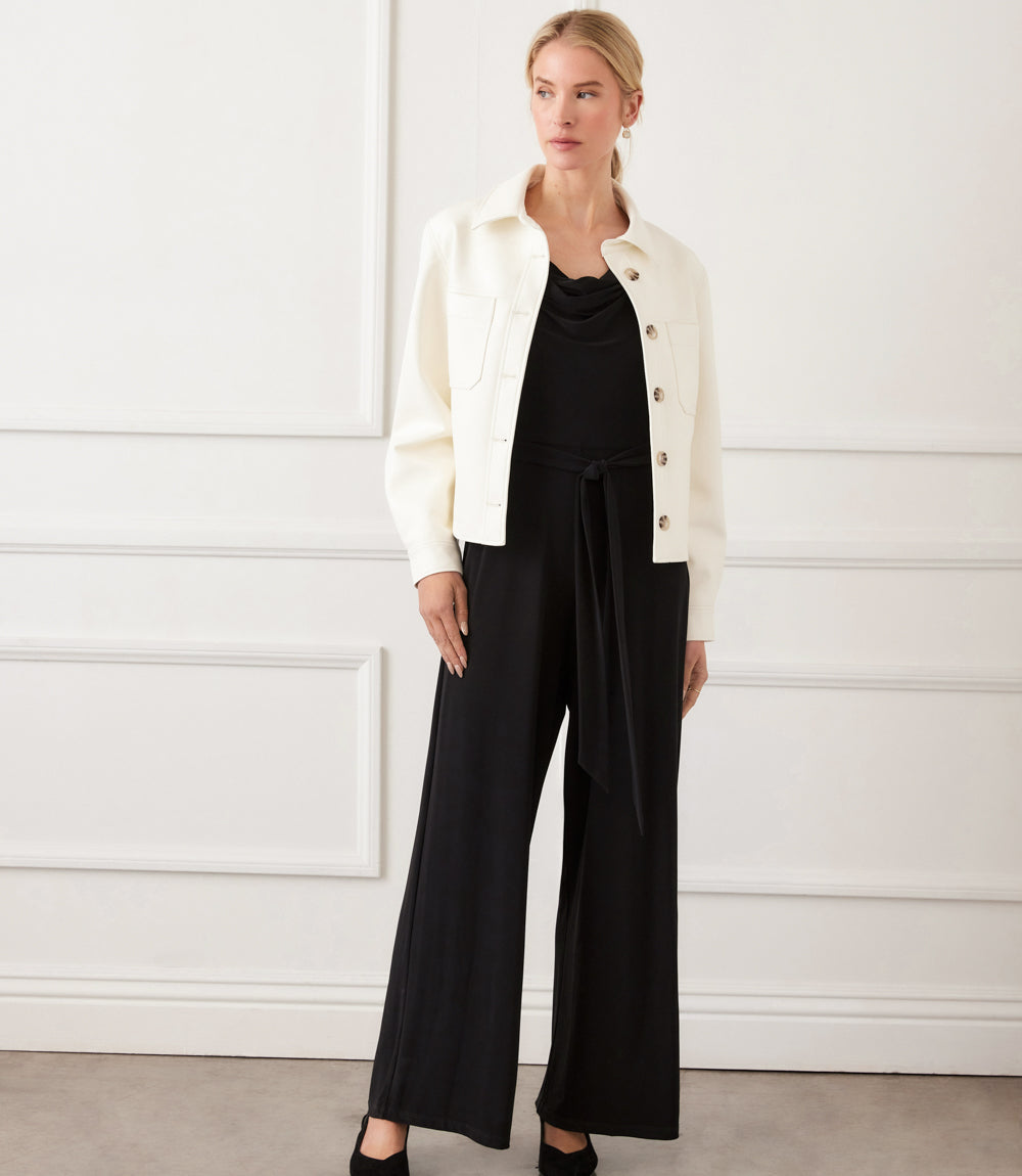 Faux Leather Cropped Jacket
