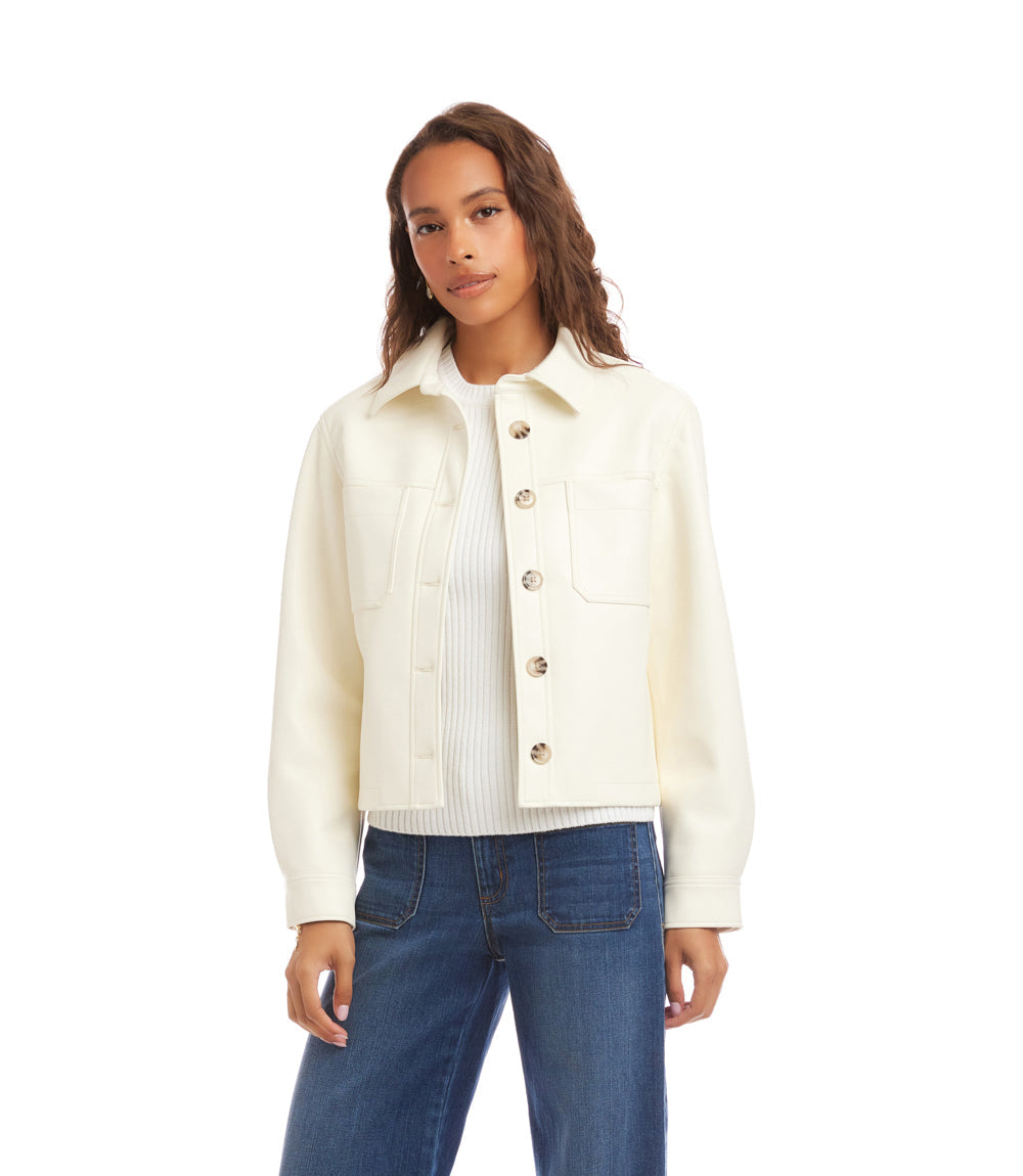 Faux Leather Cropped Jacket