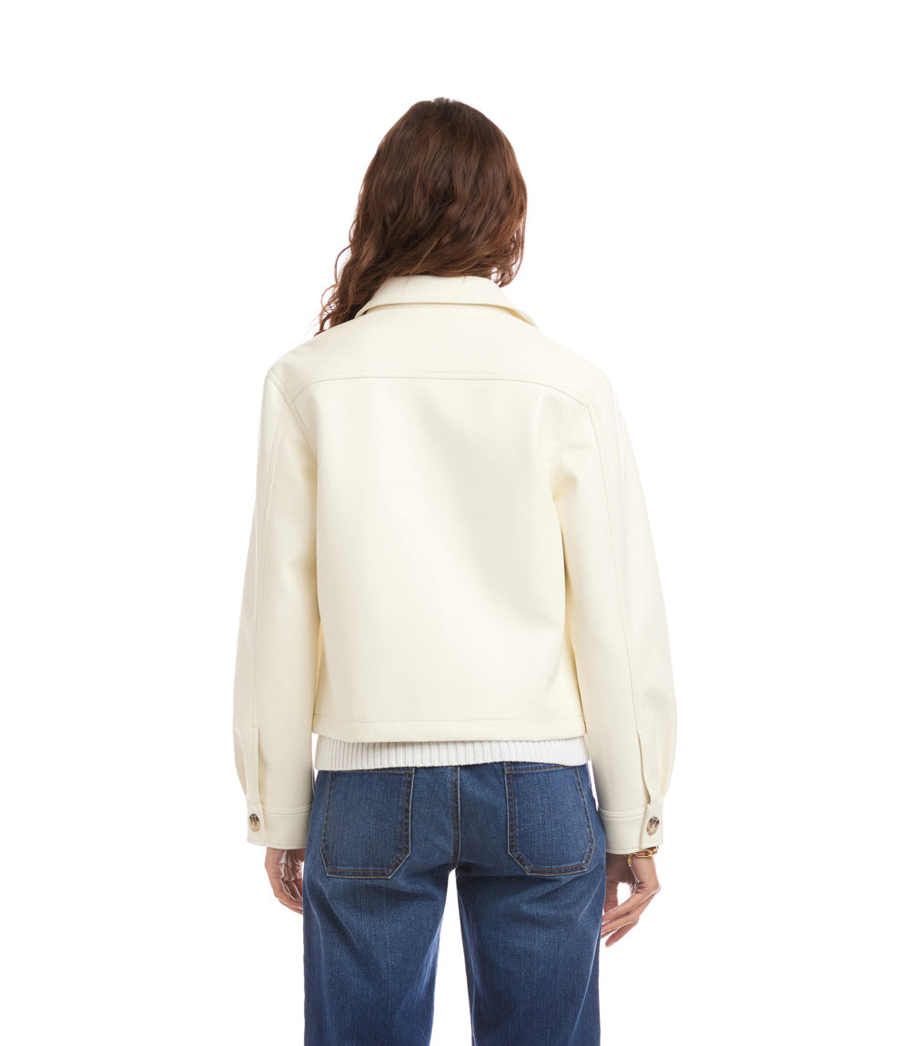Faux Leather Cropped Jacket