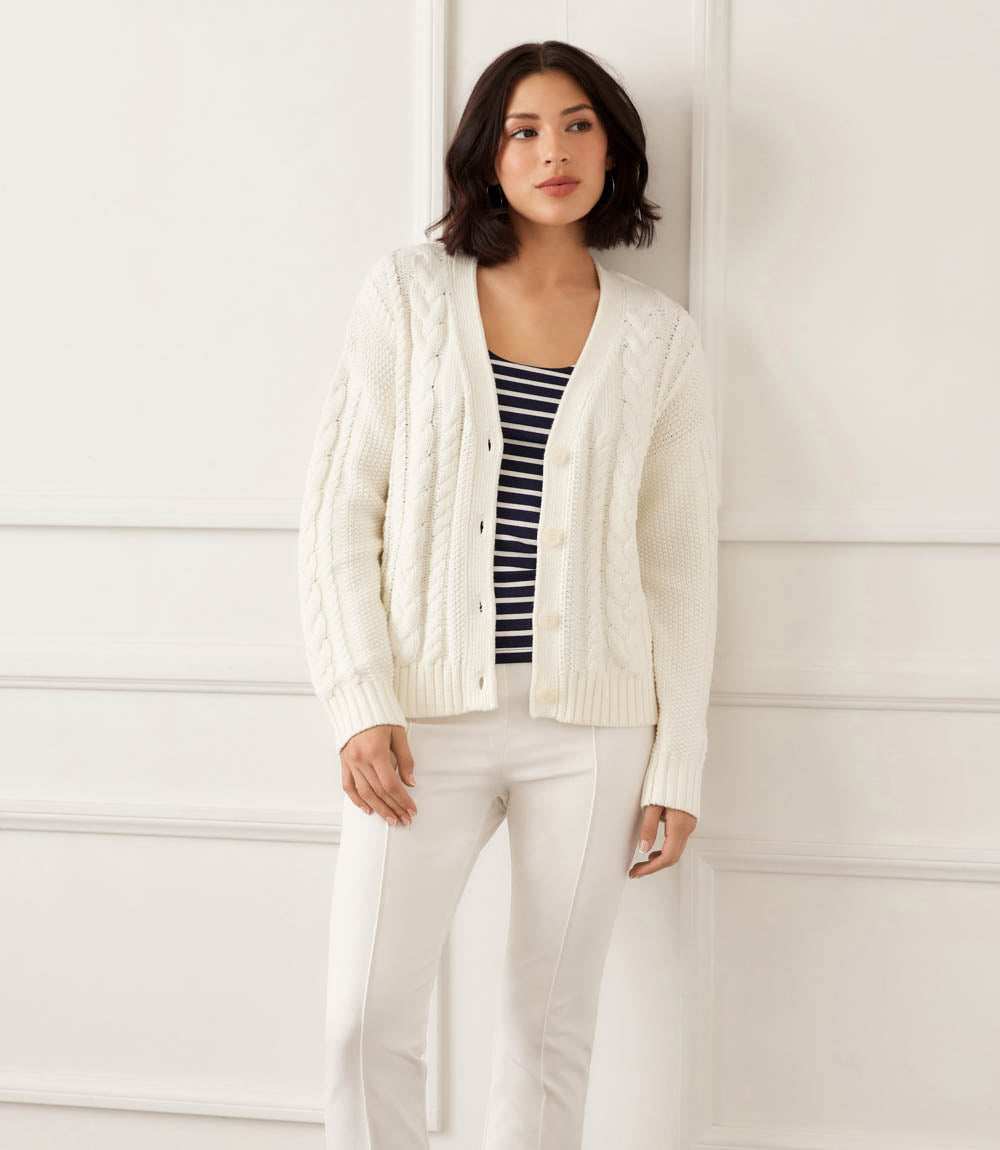 Cable Knit Cardigan Sweater