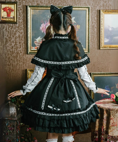 ケープつきはしごレースのリボンドレス(袖取り外し可能♪)