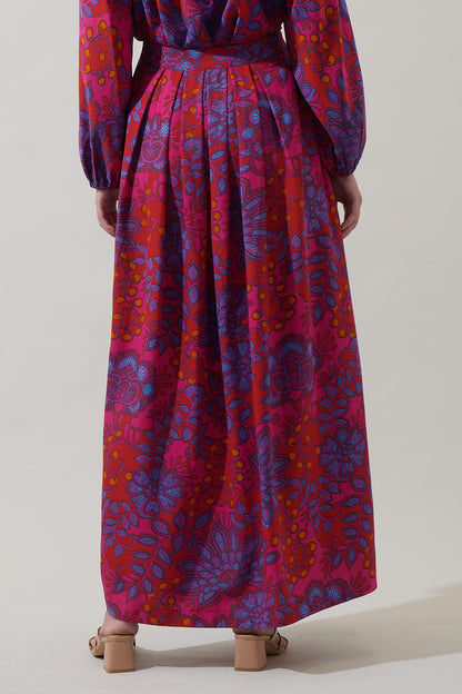 Darret Floral Lucie Pleated Maxi Skirt