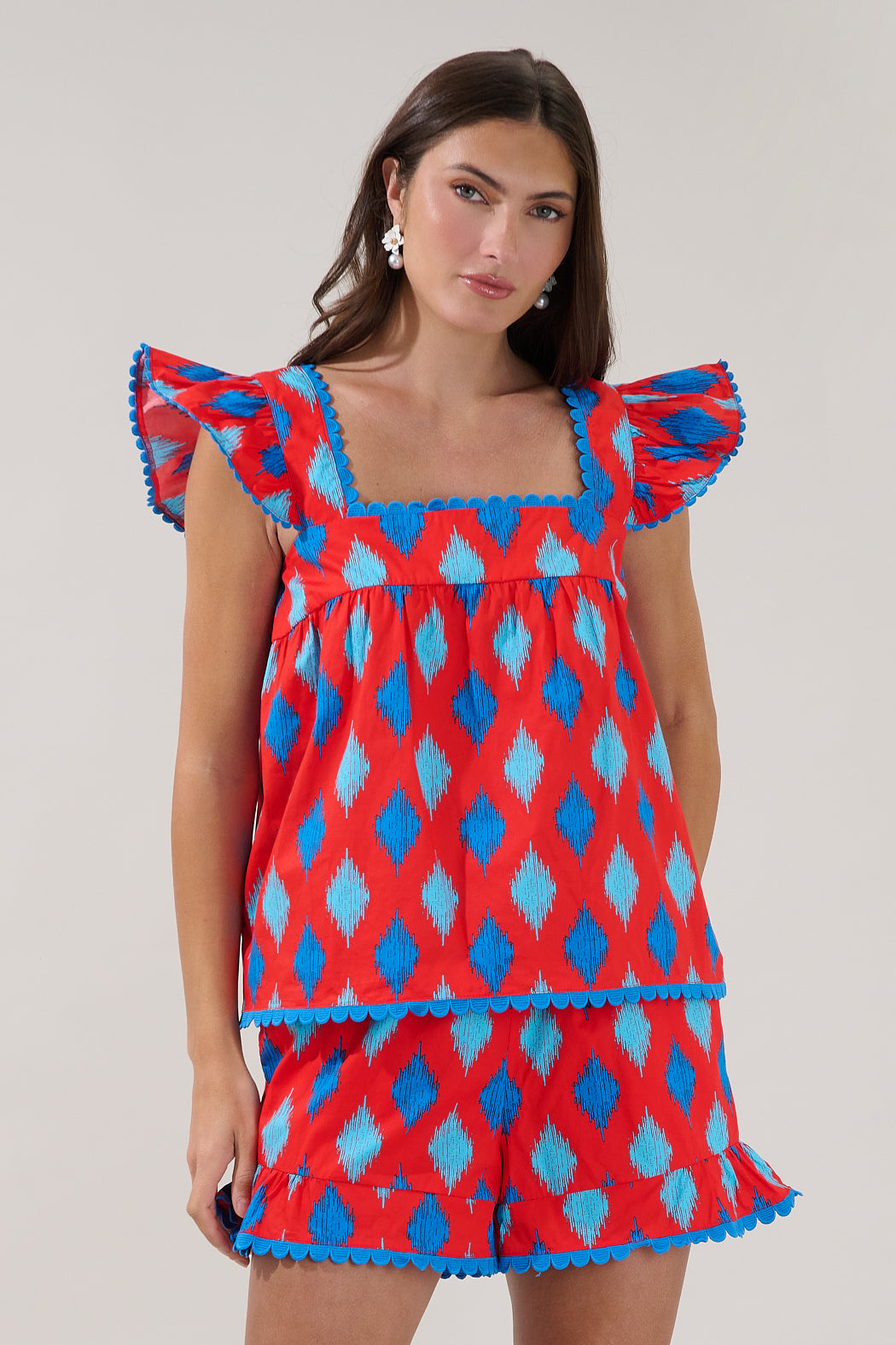 Ada Ruffle Top Abstract