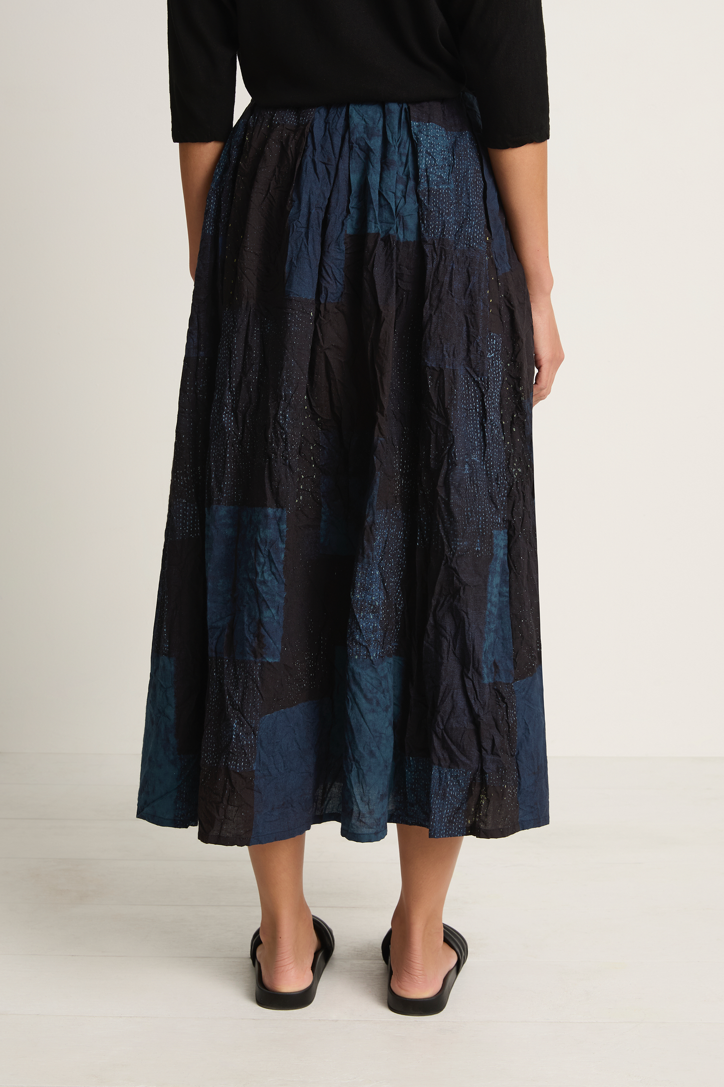 Pas De Calais Tsugihagi Print Skirt - Navy