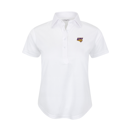 Northern Iowa Women's Cap Sleeve Semi Spread Polo White