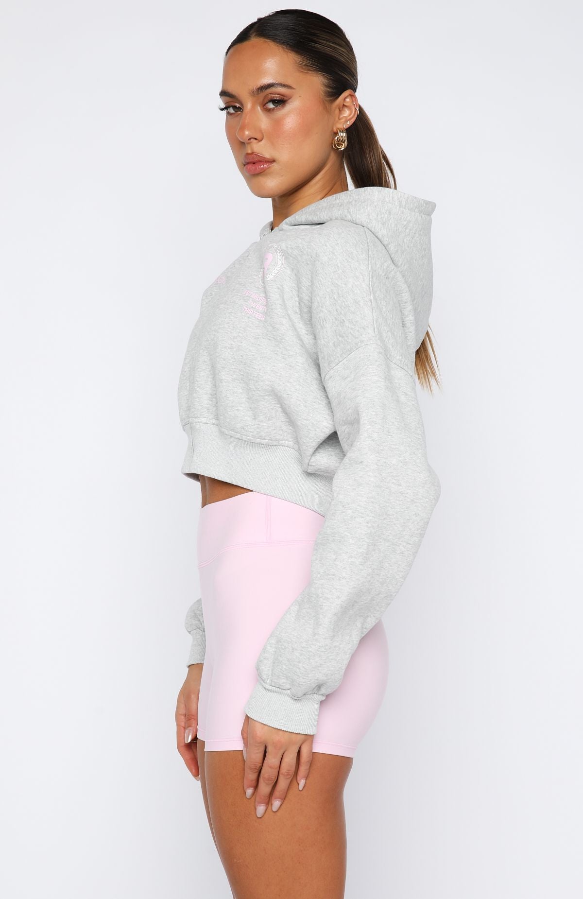Love For The Game Cropped Zip Hoodie Dark Grey Marle