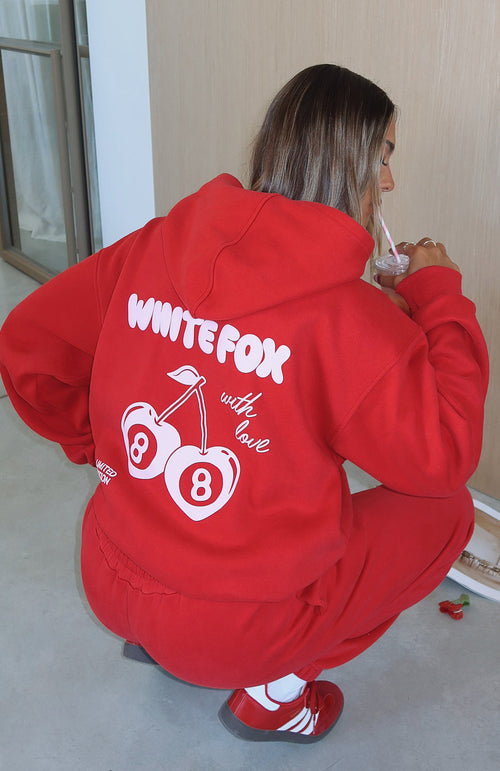 With Love In The Moment Oversized Hoodie Red